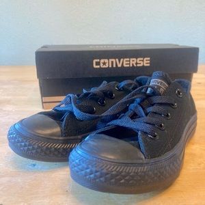All black low top Converse size 12 youth NWOT